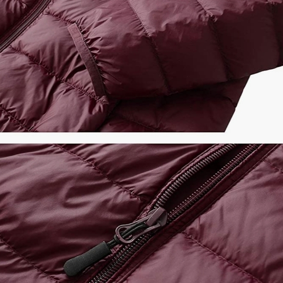 Wine Packable Puffer Hoodie w/Duck Down & Pouch Size XXL - Picture 6 of 16